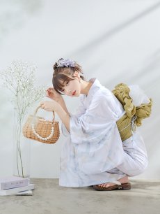 画像12: 【即日発送】ニュアンスフラワーベージュ浴衣 【浴衣3点セット 浴衣/帯/下駄】 [YMT] (12)