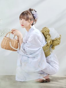 画像3: 【即日発送】ニュアンスフラワーベージュ浴衣 【浴衣3点セット 浴衣/帯/下駄】 [YMT] (3)