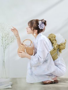 画像6: 【即日発送】ニュアンスフラワーベージュ浴衣 【浴衣3点セット 浴衣/帯/下駄】 [YMT] (6)