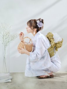 画像8: 【即日発送】ニュアンスフラワーベージュ浴衣 【浴衣3点セット 浴衣/帯/下駄】 [YMT] (8)