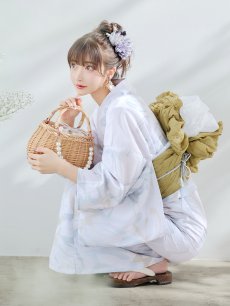 画像9: 【即日発送】ニュアンスフラワーベージュ浴衣 【浴衣3点セット 浴衣/帯/下駄】 [YMT] (9)