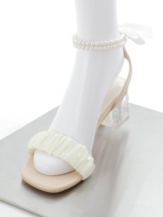 画像3: 【水着小物：ビーチサンダル】リボン/ パール/ アンクルストラップ付き/ クリアヒール/ ビーチサンダル/ サマーシューズ[YMT] (3)