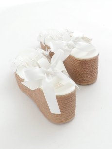 画像6: 【水着小物：ビーチサンダル】パールチェーン/ リボン/ フリル/ 厚底/ ウエッジソール/ サンダル/ サマーシューズ[YMT] (6)