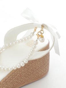 画像7: 【水着小物：ビーチサンダル】パールチェーン/ リボン/ フリル/ 厚底/ ウエッジソール/ サンダル/ サマーシューズ[YMT] (7)