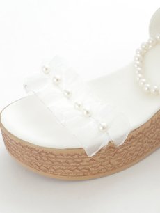 画像8: 【水着小物：ビーチサンダル】パールチェーン/ リボン/ フリル/ 厚底/ ウエッジソール/ サンダル/ サマーシューズ[YMT] (8)