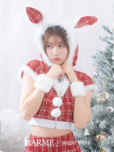 画像1: 【即日発送！】【サンタコス 5点セット】【XS-XLサイズ/2カラー】ツイードチェックバニーサンタコスプレ[OF04] (1)