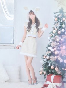 画像12: 【即日発送！】【サンタコス 5点セット】【XS-XLサイズ/2カラー】ツイードチェックバニーサンタコスプレ[OF04] (12)