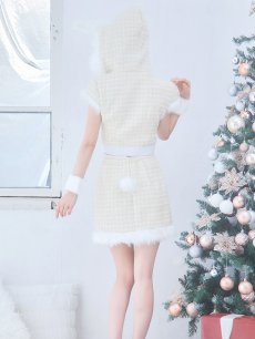 画像15: 【即日発送！】【サンタコス 5点セット】【XS-XLサイズ/2カラー】ツイードチェックバニーサンタコスプレ[OF04] (15)