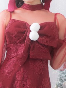 画像15: SALE!即日発送!【サンタコス 3点セット】【S-XLサイズ/1カラー】チュールスリーブレースリボンサンタコスプレ[OF04] (15)