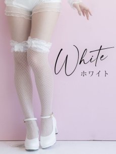 画像3: 【即日発送】【ハロウィン小物】おしゃれ度ワンランクアップ！リボンレース網タイツ[OF01] (3)