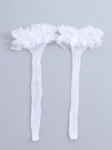 画像5: 【即日発送】【ハロウィン小物】おしゃれ度ワンランクアップ！リボンレース網タイツ[OF01] (5)
