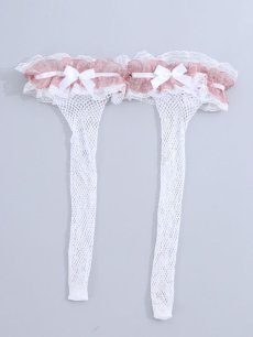 画像4: 【即日発送】【ハロウィン小物】おしゃれ度ワンランクアップ！リボンレース網タイツ[OF01] (4)