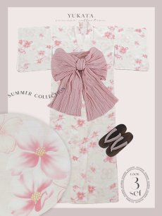 画像24: 【即日発送】淡色桜花柄浴衣【浴衣３点セット 浴衣/帯/下駄】[YMT] (24)