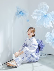 画像31: 【即日発送】モダンフラワー大人エレガント浴衣 【浴衣3点セット 浴衣/帯/下駄】 [OF04] (31)