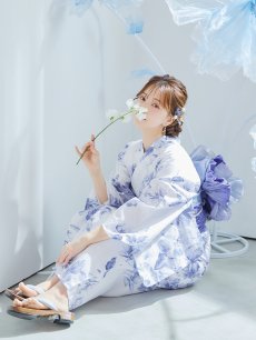 画像33: 【即日発送】モダンフラワー大人エレガント浴衣 【浴衣3点セット 浴衣/帯/下駄】 [OF04] (33)