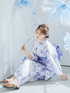 画像35: 【即日発送】モダンフラワー大人エレガント浴衣 【浴衣3点セット 浴衣/帯/下駄】 [OF04] (35)