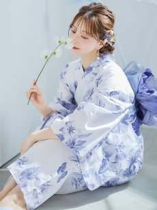 画像36: 【即日発送】モダンフラワー大人エレガント浴衣 【浴衣3点セット 浴衣/帯/下駄】 [OF04] (36)