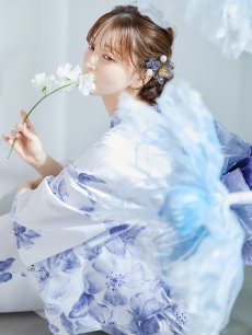 画像37: 【即日発送】モダンフラワー大人エレガント浴衣 【浴衣3点セット 浴衣/帯/下駄】 [OF04] (37)
