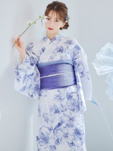 画像23: 【即日発送】モダンフラワー大人エレガント浴衣 【浴衣3点セット 浴衣/帯/下駄】 [OF04] (23)