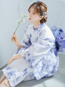 画像24: 【即日発送】モダンフラワー大人エレガント浴衣 【浴衣3点セット 浴衣/帯/下駄】 [OF04] (24)