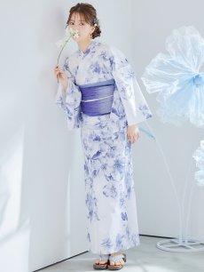 画像26: 【即日発送】モダンフラワー大人エレガント浴衣 【浴衣3点セット 浴衣/帯/下駄】 [OF04] (26)