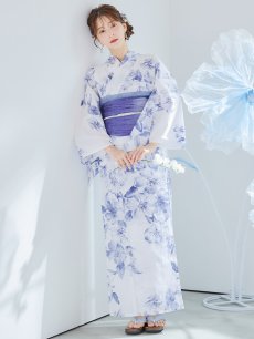 画像27: 【即日発送】モダンフラワー大人エレガント浴衣 【浴衣3点セット 浴衣/帯/下駄】 [OF04] (27)