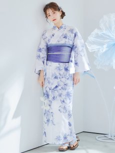 画像28: 【即日発送】モダンフラワー大人エレガント浴衣 【浴衣3点セット 浴衣/帯/下駄】 [OF04] (28)