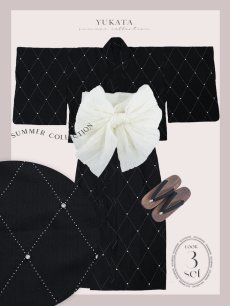 画像26: 【即日発送】セパレートアーガイルビジュー浴衣【浴衣4点セット 浴衣/帯/下駄】 [YMT] (26)
