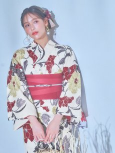 画像13: 【即日発送】レトロモダンフラワー浴衣 【浴衣3点セット 浴衣/帯/下駄】 [YMT] (13)