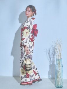 画像14: 【即日発送】レトロモダンフラワー浴衣 【浴衣3点セット 浴衣/帯/下駄】 [YMT] (14)