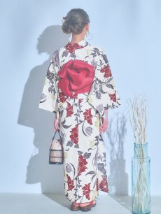 画像15: 【即日発送】レトロモダンフラワー浴衣 【浴衣3点セット 浴衣/帯/下駄】 [YMT] (15)