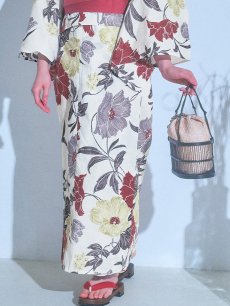 画像17: 【即日発送】レトロモダンフラワー浴衣 【浴衣3点セット 浴衣/帯/下駄】 [YMT] (17)