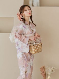 画像12: 【即日発送】大人レトロピンク浴衣 【浴衣3点セット 浴衣/帯/下駄】 [YMT] (12)