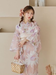 画像9: 【即日発送】大人レトロピンク浴衣 【浴衣3点セット 浴衣/帯/下駄】 [YMT] (9)