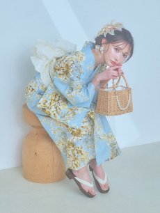 画像14: 【即日発送】ライトブルー×キバナフジ浴衣 【浴衣3点セット 浴衣/帯/下駄】 [YMT] (14)
