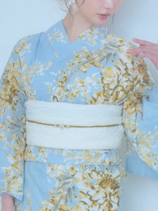 画像16: 【即日発送】ライトブルー×キバナフジ浴衣 【浴衣3点セット 浴衣/帯/下駄】 [YMT] (16)