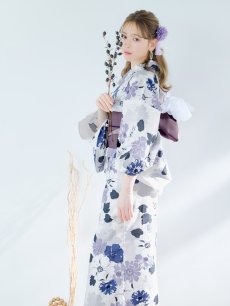 画像10: 【即日発送】パープルフラワー浴衣 【浴衣3点セット 浴衣/帯/下駄】 [YMT] (10)