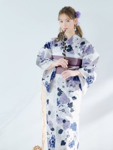 画像13: 【即日発送】パープルフラワー浴衣 【浴衣3点セット 浴衣/帯/下駄】 [YMT] (13)