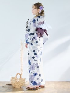 画像15: 【即日発送】パープルフラワー浴衣 【浴衣3点セット 浴衣/帯/下駄】 [YMT] (15)