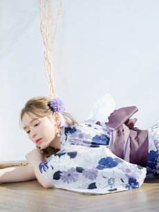 画像5: 【即日発送】パープルフラワー浴衣 【浴衣3点セット 浴衣/帯/下駄】 [YMT] (5)