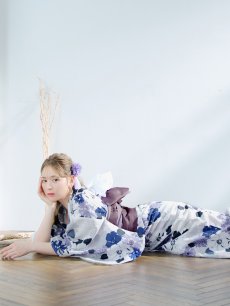 画像8: 【即日発送】パープルフラワー浴衣 【浴衣3点セット 浴衣/帯/下駄】 [YMT] (8)