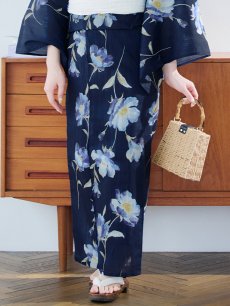 画像19: 【即日発送】ネイビー＆ブルー牡丹浴衣 【浴衣3点セット 浴衣/帯/下駄】 [YMT] (19)