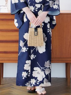 画像20: 【即日発送】ネイビー×ホワイトフラワー浴衣 【浴衣3点セット 浴衣/帯/下駄】 [YMT] (20)