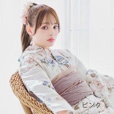 画像4: 【即日発送】【浴衣小物】オーガンジーリボン付きフラワーコサージュ3点セット【2カラー】[YMT] (4)