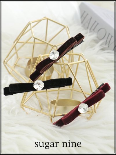 ベロアリボンヘアピン