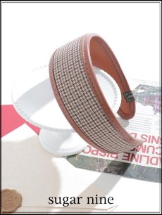 画像1: 【カチューシャ】千鳥チェックワイドカチューシャ【1カラー】[OF02] 【YN】 (1)