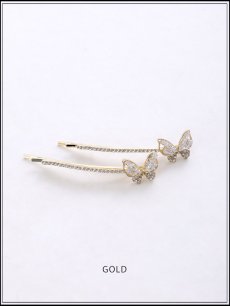 画像2: 【ヘアアクセ】バタフライビジューラインヘアピン【Fサイズ/1カラー】[OF02] (2)