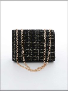 画像5: 【バッグ】2wayゴールドチェーンツイードバッグ【Fサイズ/2カラー】[OF03]  (5)