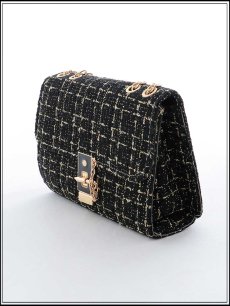 画像6: 【バッグ】2wayゴールドチェーンツイードバッグ【Fサイズ/2カラー】[OF03]  (6)