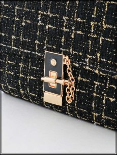 画像9: 【バッグ】2wayゴールドチェーンツイードバッグ【Fサイズ/2カラー】[OF03]  (9)